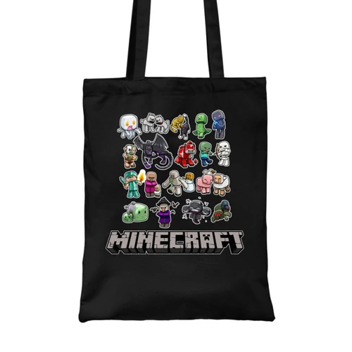 Fekete Minecraft vászontáska - Minecraft characters