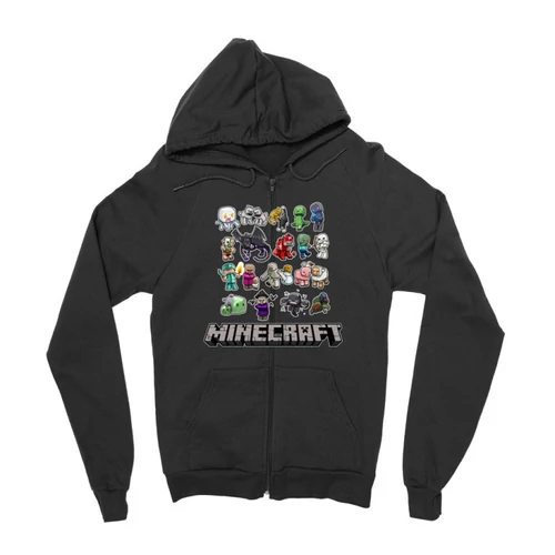 Fekete Minecraft zipzáros pulóver - Minecraft characters