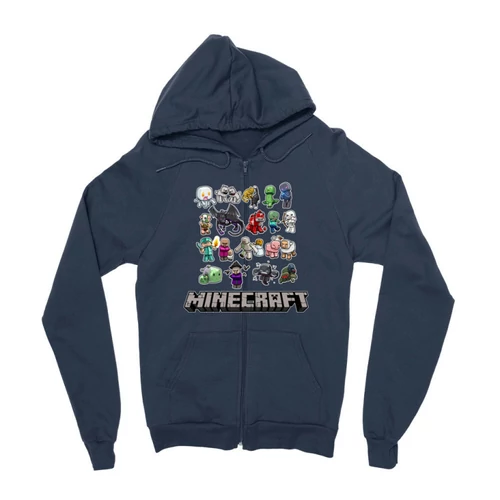 Sötétkék Minecraft zipzáros pulóver - Minecraft characters