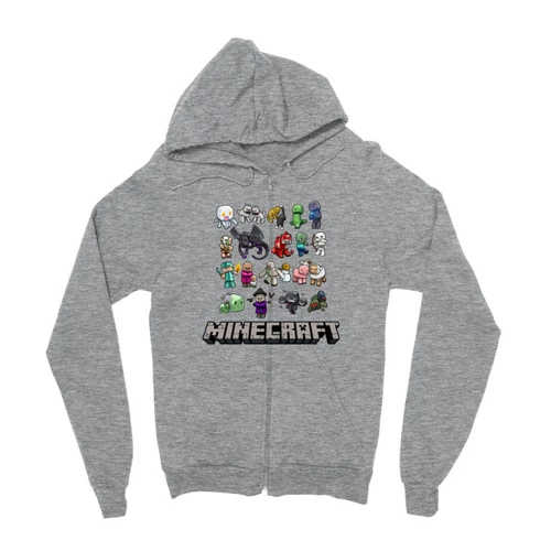 Sportszürke Minecraft zipzáros pulóver - Minecraft characters