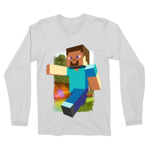 Fehér Minecraft férfi hosszú ujjú póló - Clipart