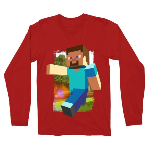 Piros Minecraft férfi hosszú ujjú póló - Clipart