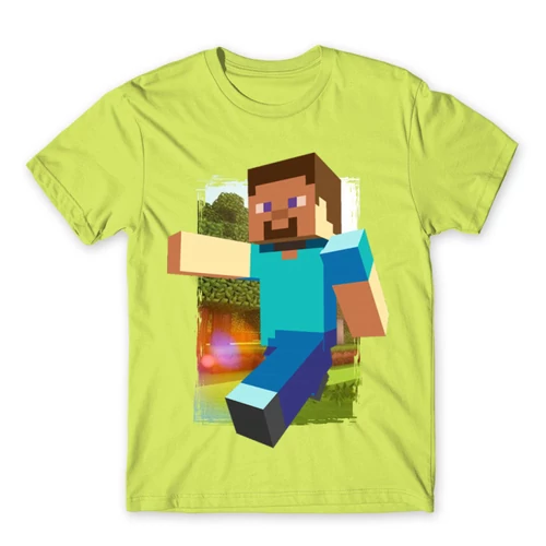 Almazöld Minecraft férfi rövid ujjú póló - Clipart