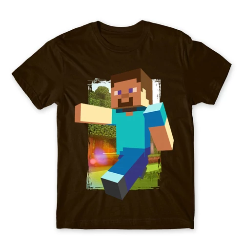 Barna Minecraft férfi rövid ujjú póló - Clipart
