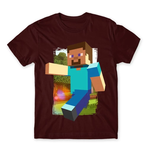 Bordó Minecraft férfi rövid ujjú póló - Clipart