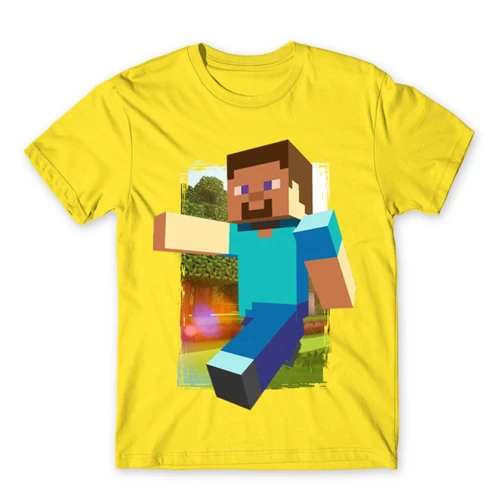 Citromsárga Minecraft férfi rövid ujjú póló - Clipart