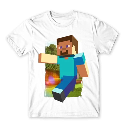 Fehér Minecraft férfi rövid ujjú póló - Clipart