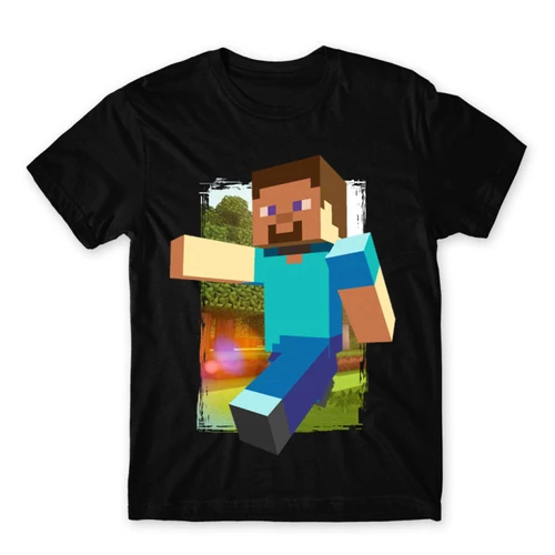 Fekete Minecraft férfi rövid ujjú póló - Clipart