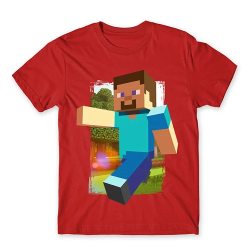 Piros Minecraft férfi rövid ujjú póló - Clipart