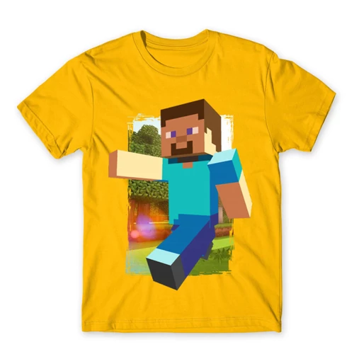 Sárga Minecraft férfi rövid ujjú póló - Clipart