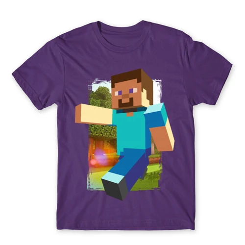 Sötétlila Minecraft férfi rövid ujjú póló - Clipart