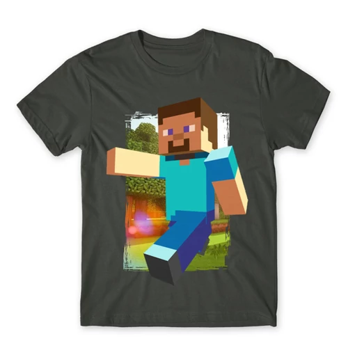 Sötétszürke Minecraft férfi rövid ujjú póló - Clipart