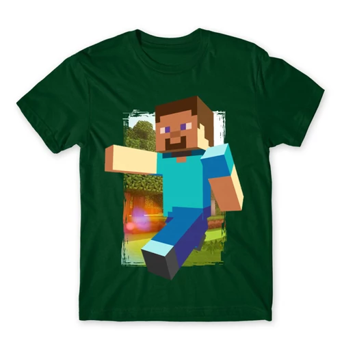 Sötétzöld Minecraft férfi rövid ujjú póló - Clipart