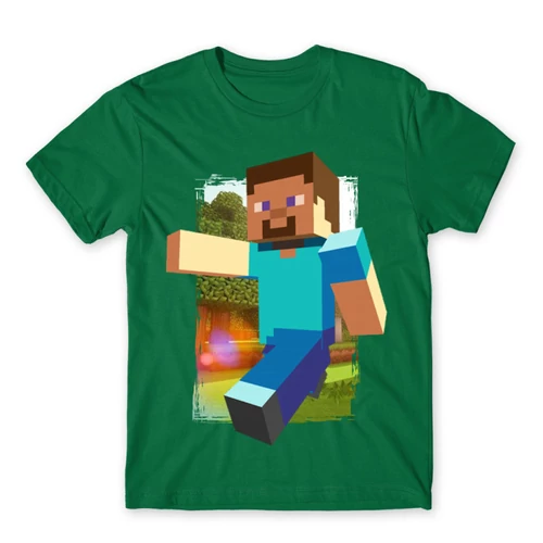 Zöld Minecraft férfi rövid ujjú póló - Clipart