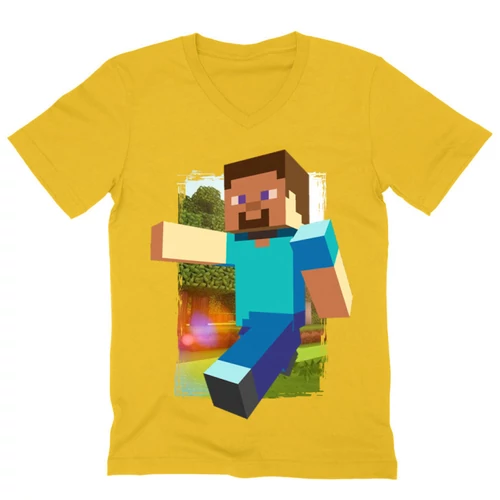 Sárga Minecraft férfi V-nyakú póló - Clipart