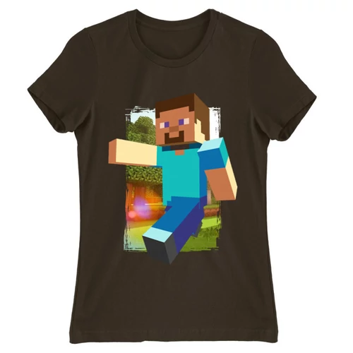 Barna Minecraft női rövid ujjú póló - Clipart