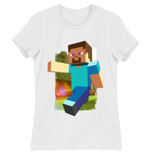 Fehér Minecraft női rövid ujjú póló - Clipart