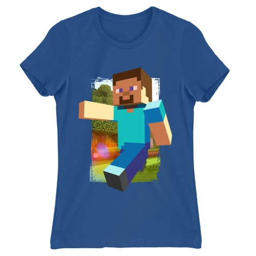 Királykék Minecraft női rövid ujjú póló - Clipart