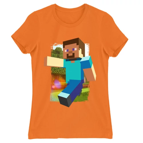 Narancs Minecraft női rövid ujjú póló - Clipart