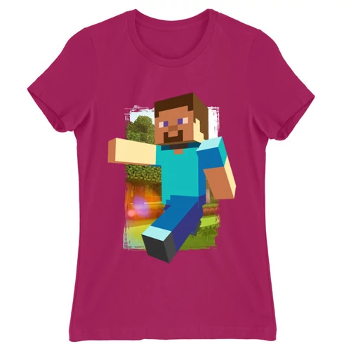 Pink Minecraft női rövid ujjú póló - Clipart