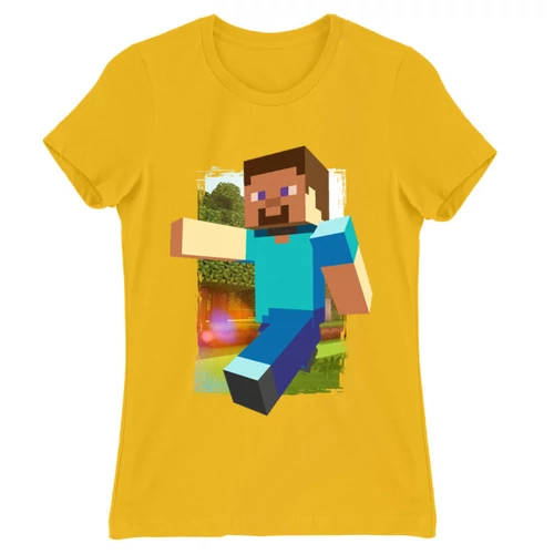 Sárga Minecraft női rövid ujjú póló - Clipart