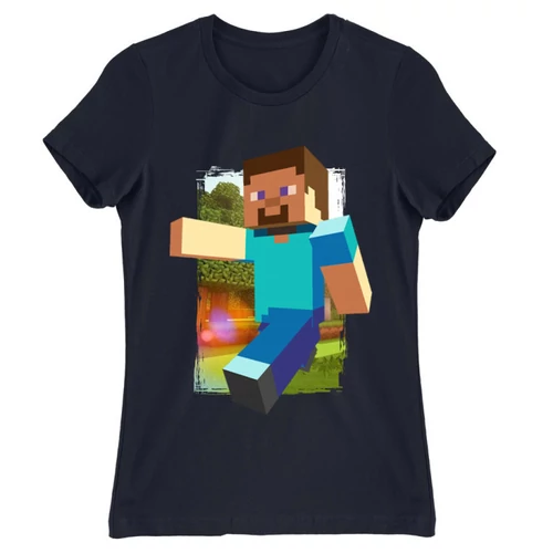 Sötétkék Minecraft női rövid ujjú póló - Clipart