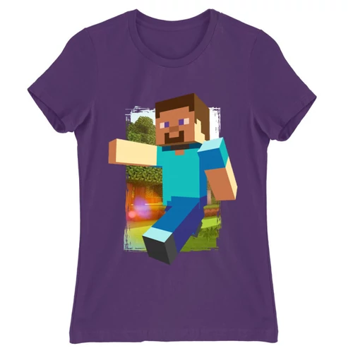 Sötétlila Minecraft női rövid ujjú póló - Clipart