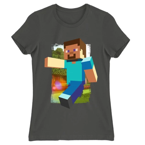 Sötétszürke Minecraft női rövid ujjú póló - Clipart