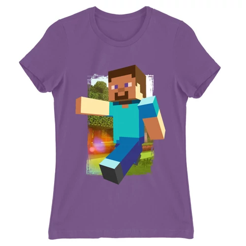 Világoslila Minecraft női rövid ujjú póló - Clipart