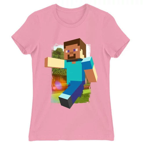 Világos rózsaszín Minecraft női rövid ujjú póló - Clipart