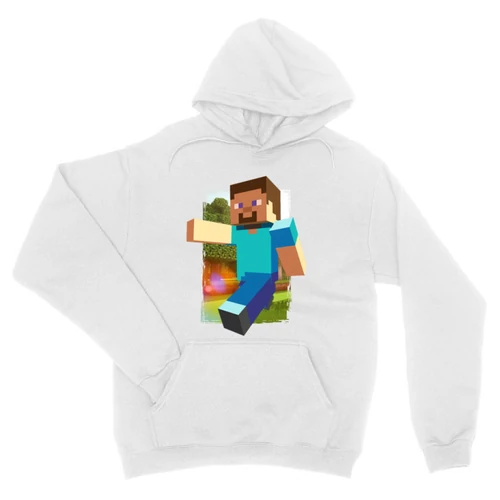 Fehér Minecraft unisex kapucnis pulóver - Clipart