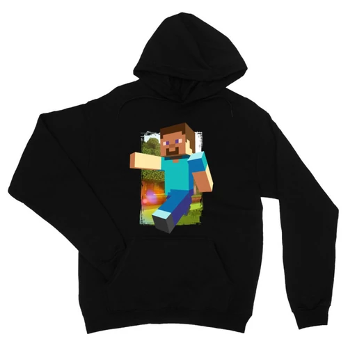 Fekete Minecraft unisex kapucnis pulóver - Clipart