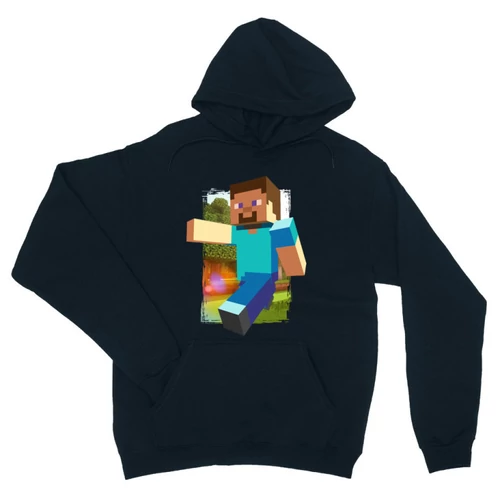 Sötétkék Minecraft unisex kapucnis pulóver - Clipart