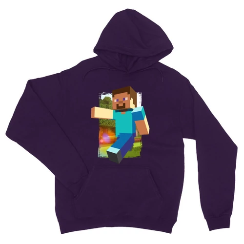 Sötétlila Minecraft unisex kapucnis pulóver - Clipart