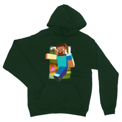 Sötétzöld Minecraft unisex kapucnis pulóver - Clipart