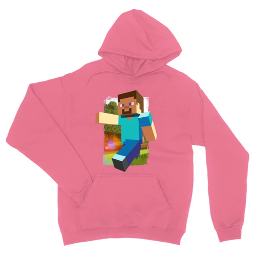 Világos Rózsaszín Minecraft unisex kapucnis pulóver - Clipart