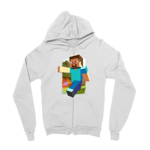 Fehér Minecraft zipzáros pulóver - Clipart