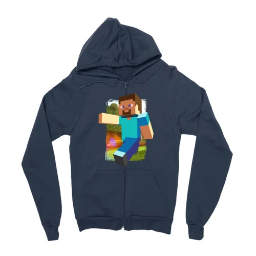 Sötétkék Minecraft zipzáros pulóver - Clipart
