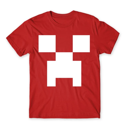 Piros Minecraft férfi rövid ujjú póló - Creeper face