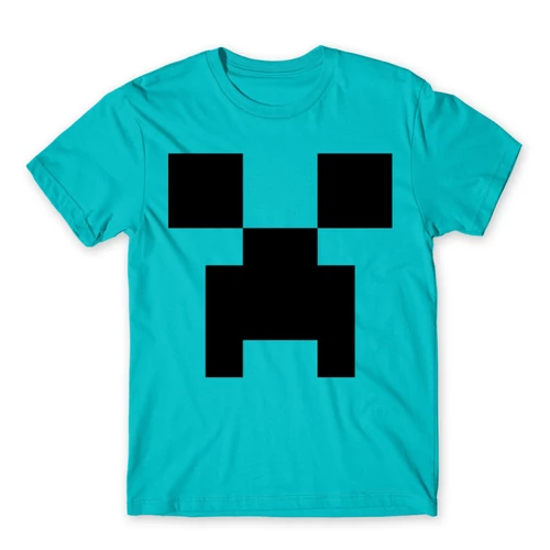 Atollkék Minecraft férfi rövid ujjú póló - Creeper face