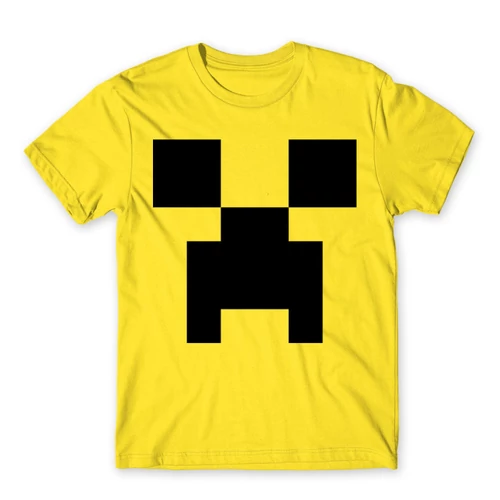 Citromsárga Minecraft férfi rövid ujjú póló - Creeper face