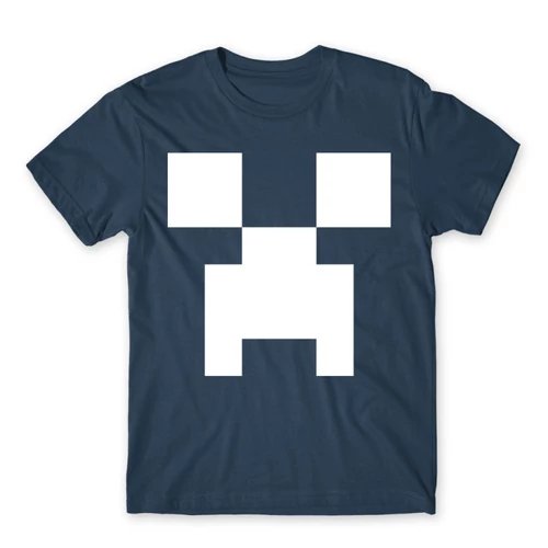 Denim Minecraft férfi rövid ujjú póló - Creeper face