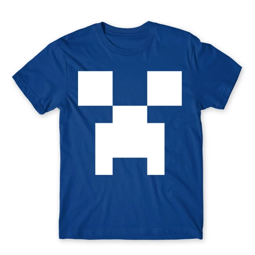 Királykék Minecraft férfi rövid ujjú póló - Creeper face