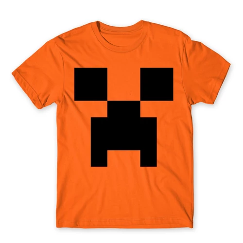 Narancs Minecraft férfi rövid ujjú póló - Creeper face