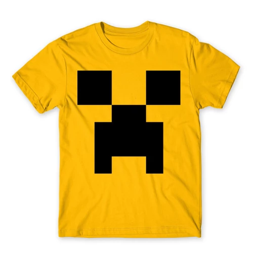 Sárga Minecraft férfi rövid ujjú póló - Creeper face