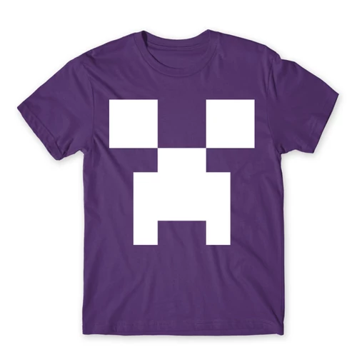 Sötétlila Minecraft férfi rövid ujjú póló - Creeper face
