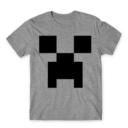 Sötétszürke Minecraft férfi rövid ujjú póló - Creeper face