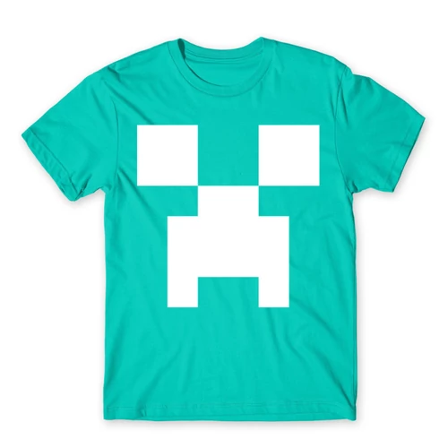 Türkiz Minecraft férfi rövid ujjú póló - Creeper face