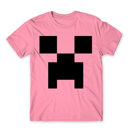 Világos rózsaszín Minecraft férfi rövid ujjú póló - Creeper face