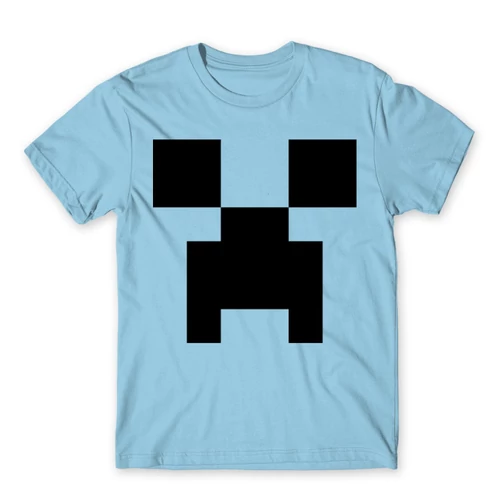 Világoskék Minecraft férfi rövid ujjú póló - Creeper face
